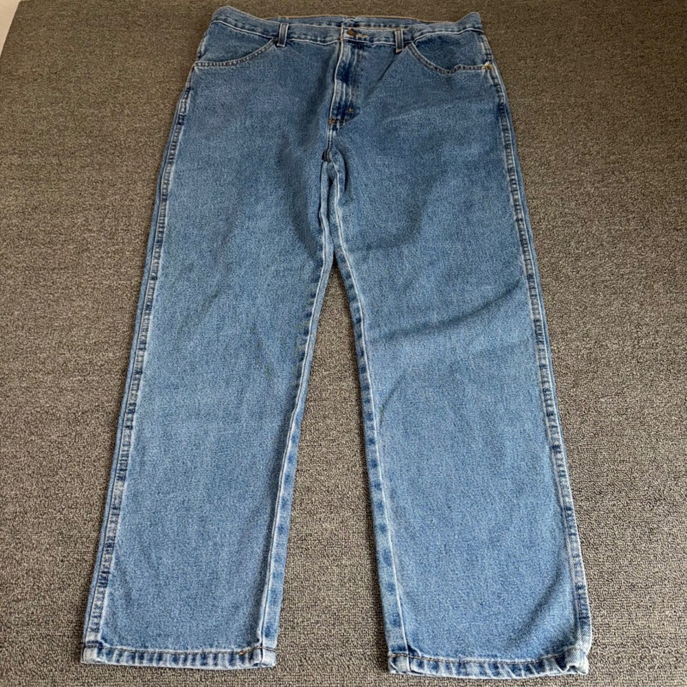 Rustler Men's Regular Fit Straight Leg Denim Jeans Blue 38x30 Western Casual